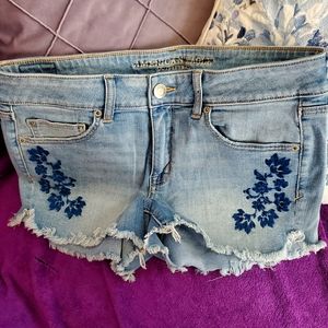Embellished denim shorts
